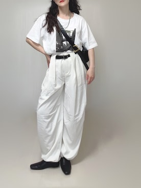 「ad thie（アドティエ）のアソート フォトプリント Tシャツ（Tシャツ/カットソー、ホワイト系）」を使った、Ⓜ︎さん（レディース・152cm）の夏コーディネート