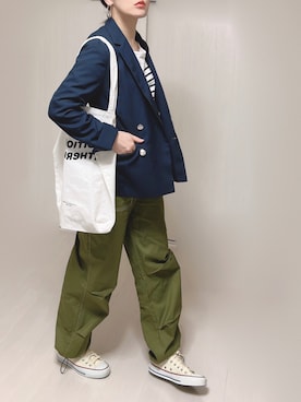 「feepur（フェピュール）のアイテム（カーゴパンツ）」を使った、Ⓜ︎さん（レディース・152cm）の春コーディネート