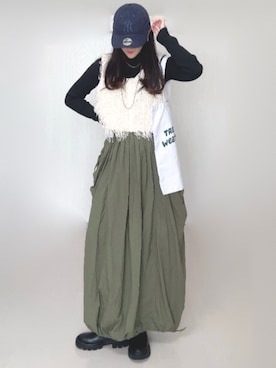 「アイテム（キャップ）」を使った、Ⓜ︎さん（レディース・152cm）の秋コーディネート