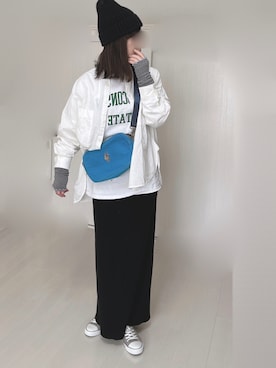 「シアーシャツ」｜Ⓜ︎さん（レディース・152cm）の冬コーディネート