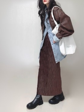 「アイテム（ブルゾン）」を使った、Ⓜ︎さん（レディース・152cm）の冬コーディネート