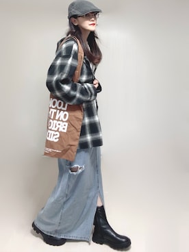 「アイテム（トートバッグ）」を使った、Ⓜ︎さん（レディース・152cm）の秋コーディネート