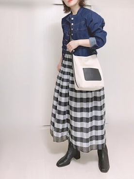「sakishimatokyo（サキシマトーキョー）のアイテム（デニムジャケット）」を使った、Ⓜ︎さん（レディース・152cm）の秋コーディネート