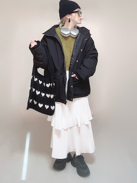 「CLEA（クレア）のアイテム（スカート）」を使った、Ⓜ︎さん（レディース・152cm）の冬コーディネート