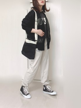 「テープロゴ」｜Ⓜ︎さん（レディース・152cm）の春コーディネート