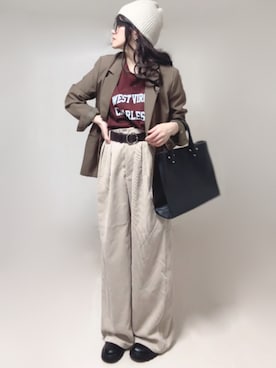 「アイテム（スラックス）」を使った、Ⓜ︎さん（レディース・152cm）の秋コーディネート