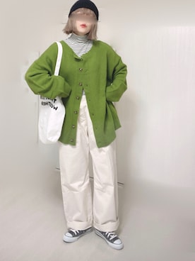 「Lee」｜「アイテム（ニットキャップ/ビーニー）」を使った、Ⓜ︎さん（レディース・152cm）の冬コーディネート