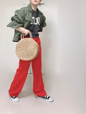 「GRL」｜「アイテム（ミリタリージャケット）」を使った、Ⓜ︎さん（レディース・152cm）の春コーディネート