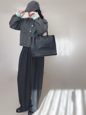 「アイテム（ハンチング/ベレー帽）」を使った、Ⓜ︎さん（レディース・152cm）の冬コーディネート