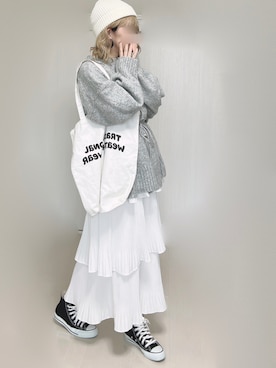 「Chillfar（チルファー）のアイテム（ニットキャップ/ビーニー）」を使った、Ⓜ︎さん（レディース・152cm）の秋コーディネート