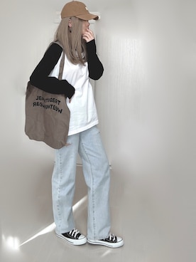 「ラグランTシャツ」｜Ⓜ︎さん（レディース・152cm）の秋コーディネート