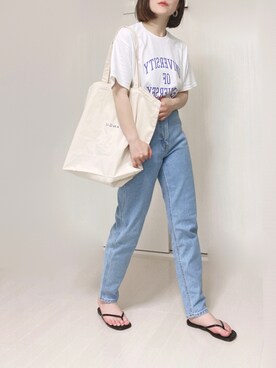 「マムジーンズ」｜Ⓜ︎さん（レディース・152cm）の夏コーディネート