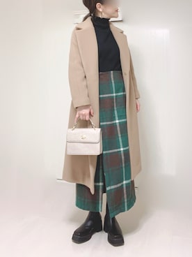「スクエアトゥ」｜「アイテム（チェスターコート）」を使った、Ⓜ︎さん（レディース・152cm）の秋コーディネート