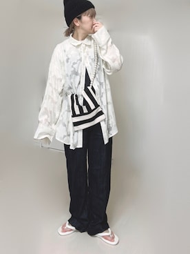 「ジャガード」｜「アイテム（サロペット/オーバーオール）」を使った、Ⓜ︎さん（レディース・152cm）の夏コーディネート
