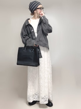 「アイテム（ニットキャップ/ビーニー）」を使った、Ⓜ︎さん（レディース・152cm）の秋コーディネート