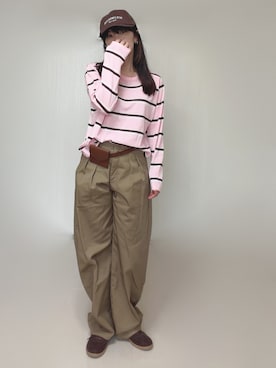 「GU（ジーユー）のアイテム（パンツ）」を使った、Ⓜ︎さん（レディース・152cm）の秋コーディネート