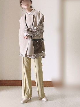 「ダブルボタン」｜「アイテム（ブーツ）」を使った、Ⓜ︎さん（レディース・152cm）の秋コーディネート