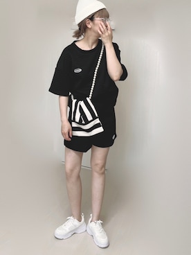 「Chillfar（チルファー）のアイテム（ニットキャップ/ビーニー）」を使った、Ⓜ︎さん（レディース・152cm）の夏コーディネート