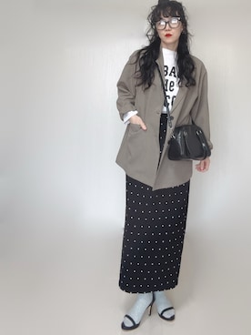 「tiptop（ティップトップ）のテーラードジャケット（テーラードジャケット、ベージュ系）」を使った、Ⓜ︎さん（レディース・152cm）の春コーディネート