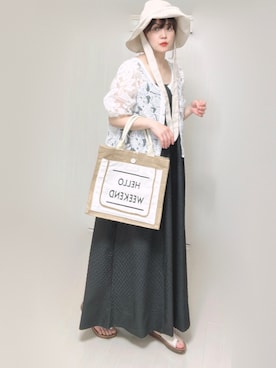 「DISCOAT（ディスコート）のアイテム（帽子）」を使った、Ⓜ︎さん（レディース・152cm）の夏コーディネート