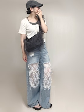 「アイテム（ハンチング/ベレー帽）」を使った、Ⓜ︎さん（レディース・152cm）の夏コーディネート