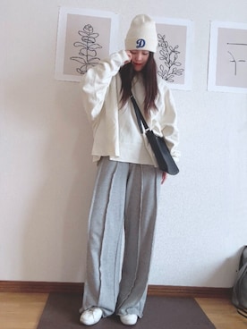 「アイテム（スウェットパンツ）」を使った、Ⓜ︎さん（レディース・152cm）の秋コーディネート