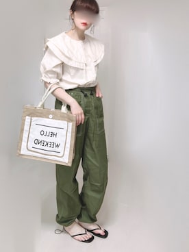 「feepur（フェピュール）のアイテム（カーゴパンツ）」を使った、Ⓜ︎さん（レディース・152cm）の春コーディネート