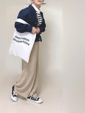 「Traditional Weatherwear」｜「アイテム（デニムジャケット）」を使った、Ⓜ︎さん（レディース・152cm）の春コーディネート