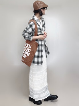 「アイテム（ハンチング/ベレー帽）」を使った、Ⓜ︎さん（レディース・152cm）の秋コーディネート