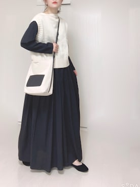 「sakishimatokyo（サキシマトーキョー）のアイテム（シャツワンピース）」を使った、Ⓜ︎さん（レディース・152cm）の秋コーディネート