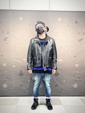 「BEN DAVIS（ベンデイビス）のアイテム（デニムパンツ）」を使った、kAzuKiさん（メンズ・169cm）の冬コーディネート