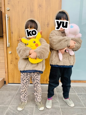 「アイテム（その他パンツ、ブラウン系）」を使った、ゆうさん（キッズ・100cm）の冬コーディネート