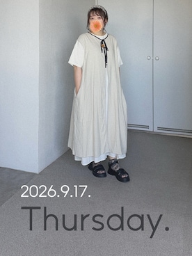 「Handmade（ハンドメイド）のアイテム（アクセサリー）」を使った、ゆめかさん（レディース・153cm）の秋コーディネート