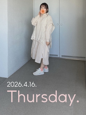 「tiptop（ティップトップ）のアイテム（ニット/セーター、ベージュ系）」を使った、ゆめかさん（レディース・153cm）の春コーディネート