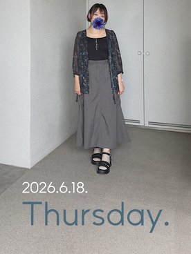 「CINEMA CLUB（シネマクラブ）のアイテム（キャミソール、ブラック系）」を使った、ゆめかさん（レディース・153cm）の夏コーディネート