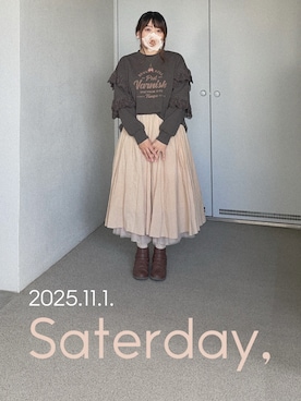 「アイテム（ブーティ）」を使った、ゆめかさん（レディース・153cm）の秋コーディネート