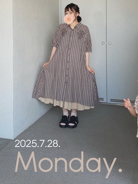 「アイテム（シャツワンピース）」を使った、ゆめかさん（レディース・153cm）の夏コーディネート