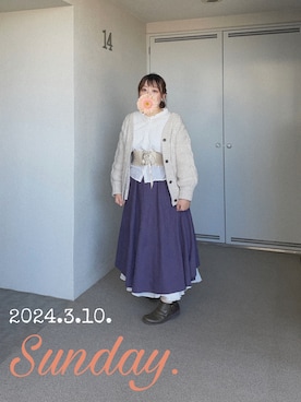 「rps（アールピーエス）のアイテム（スカート）」を使った、ゆめかさん（レディース・153cm）の春コーディネート