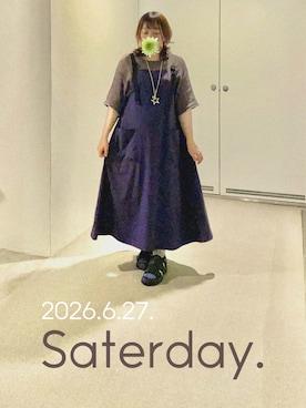 「JUST COLLECTION（ジャストコレクション）のアイテム（Tシャツ/カットソー、グレー系）」を使った、ゆめかさん（レディース・153cm）の夏コーディネート