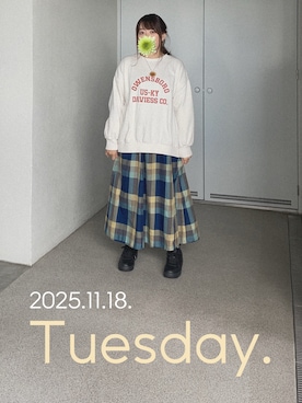 「アイテム（ピアス（両耳用））」を使った、ゆめかさん（レディース・153cm）の秋コーディネート