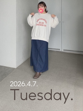 「Samansa Mos2 blue（サマンサモスモスブルー）のアイテム」を使った、ゆめかさん（レディース・153cm）の春コーディネート