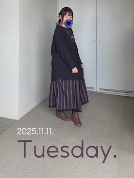 「アイテム（ヘアアクセサリー）」を使った、ゆめかさん（レディース・153cm）の秋コーディネート