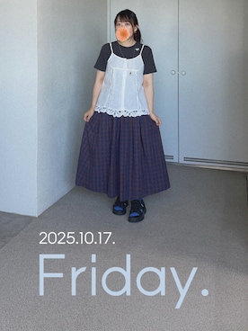 「アイテム（ブローチ/コサージュ）」を使った、ゆめかさん（レディース・153cm）の秋コーディネート