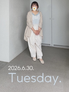 「HUG.U（ハグユー）のアイテム（タンクトップ、ブルー系）」を使った、ゆめかさん（レディース・153cm）の夏コーディネート