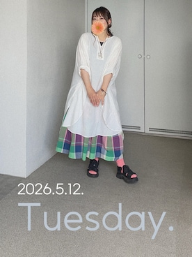 「niko and...（ニコアンド）のアイテム（タンクトップ、ブラック系）」を使った、ゆめかさん（レディース・153cm）の春コーディネート