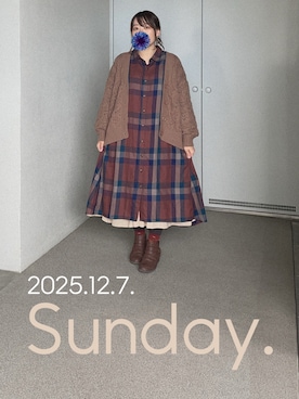 「アイテム（シャツワンピース）」を使った、ゆめかさん（レディース・153cm）の冬コーディネート