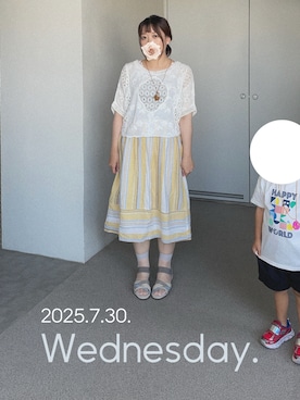 「アイテム（バレッタ/ヘアクリップ）」を使った、ゆめかさん（レディース・153cm）の夏コーディネート