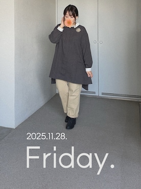 「アイテム（バレッタ/ヘアクリップ）」を使った、ゆめかさん（レディース・153cm）の冬コーディネート