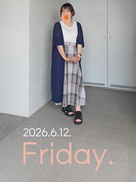 「ehka sopo（エヘカソポ）のアイテム（シャツ/ブラウス、ホワイト系）」を使った、ゆめかさん（レディース・153cm）の夏コーディネート