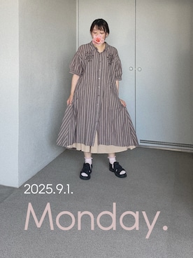 「アイテム（シャツワンピース）」を使った、ゆめかさん（レディース・153cm）の秋コーディネート